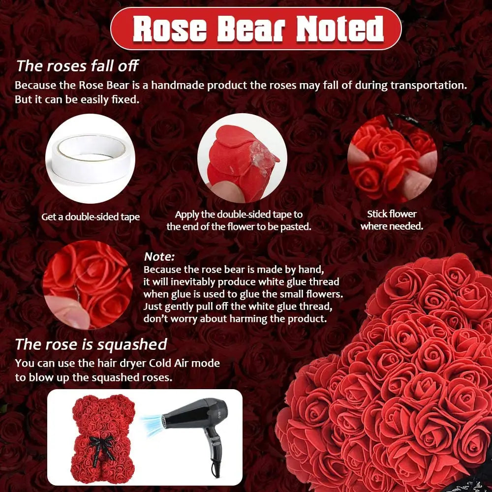 Girlfriend Gifts 25Cm/40Cm Soap Foam Bear Rose Teddy Rose Bear Artificial Flowers Wedding Birthday Valentines Gift for Women